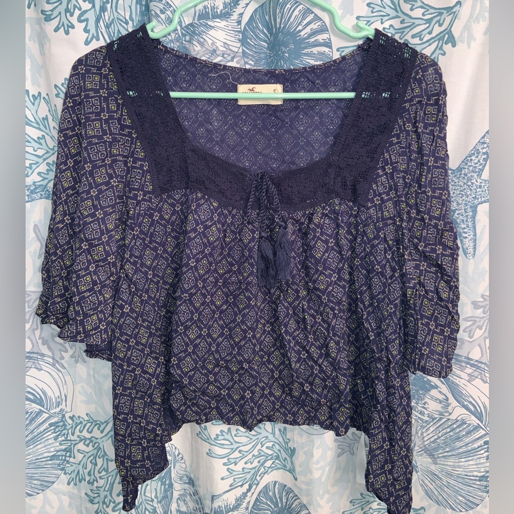 Womens Cropped Peasant Top